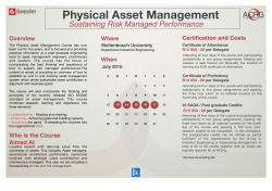 Physical Asset Management â Sustaining Risk Managed Performance
