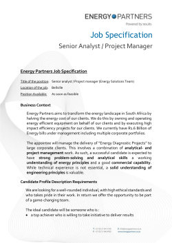 Energy Partners Job Specification