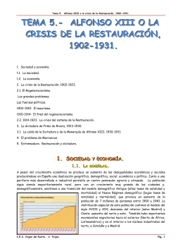 Tema 5. LA CRISIS DE LA ESTAURACIÃN, 1902-1931