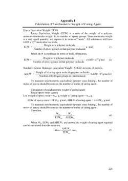 Appendix 1 Calculation of Stoichiometric Weight of Curing Agent