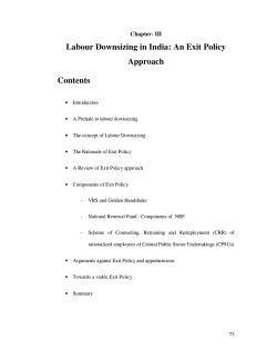 Labour Downsizing in India: An Exit Policy Approach Contents