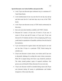 Special discounts reservation facilities and general offer &acirc;&cent; Avail 15