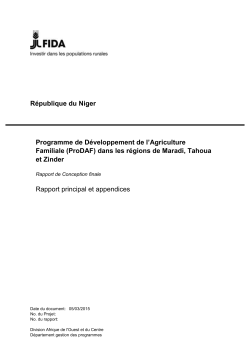 RÃ©publique du Niger Programme de DÃ©veloppement de l