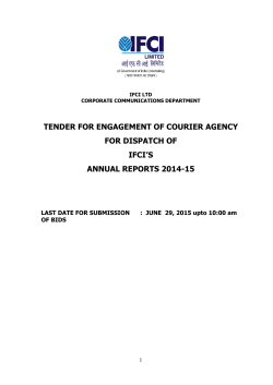 TENDER FOR ENGAGEMENT OF COURIER AGENCY FOR