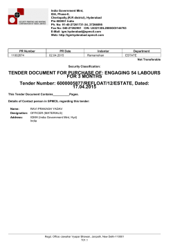 TENDER DOCUMENT FOR PURCHASE OF: ENGAGING 54
