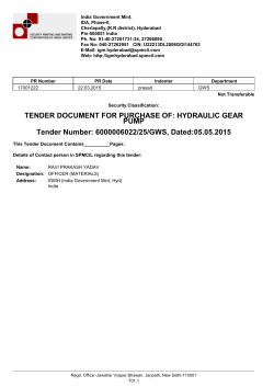 TENDER DOCUMENT FOR PURCHASE OF: HYDRAULIC GEAR