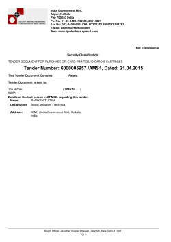 Tender Number: 6000005957 /AMS1, Dated: 21.04.2015