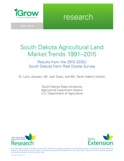 South Dakota Agricultural Land Market Trends 1991â2015