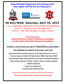 5K Run/Walk Saturday, April 25, 2015