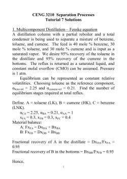 CENG 3210 Separation Processes Tutorial 7 Solutions 1