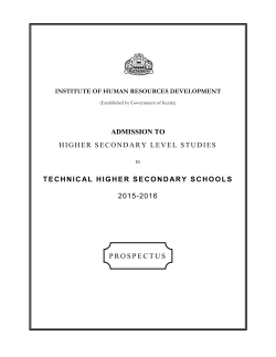 ADMISSION TO HIGHER SECONDARY LEVEL STUDIES
