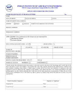 Application form for AME course