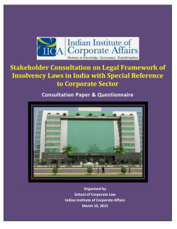 Stakeholder Consultation on Legal Framework of Insolvency