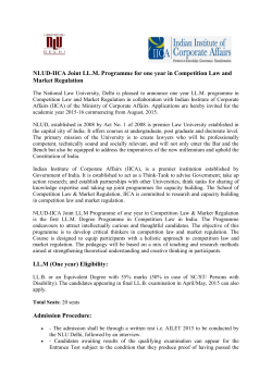 NLUD-IICA Joint LL.M. Programme for one year in Competition Law