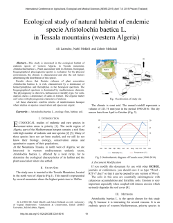Ecological study of natural habitat of endemic specie