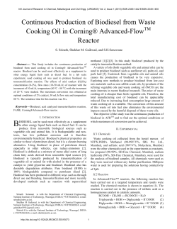 Continuous Production of Biodiesel from Waste Cooking Oil in