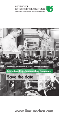 Save the date - International Injection Moulding Conference