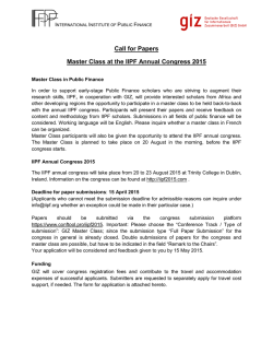 Call for Papers Master Class at the IIPF Annual Congress 2015