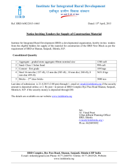 Notice Inviting Tenders for Supply of Construction Material