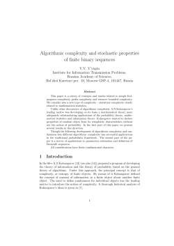 Algorithmic complexity and stochastic properties of finite binary