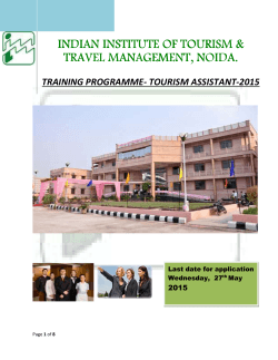 Tourism Assistant Programme at IITTM Noida from June 1, 2015