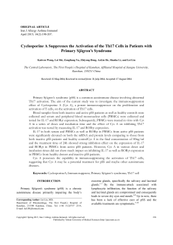 Cyclosporine A Suppresses the Activation of the Th17 Cells in