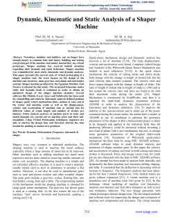 Dynamic, Kinematic and Static Analysis of a Shaper Machine