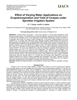 Effect of Varying Water Applications on Evapotranspiration and Yield