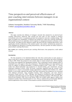 Time perspectives and perceived effectiveness of peer coaching