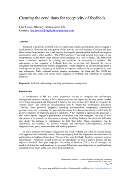 Creating the conditions for receptivity of feedback