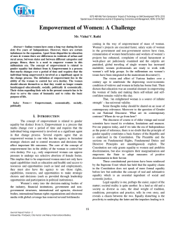Empowerment of Women - International Journal Of Engineering