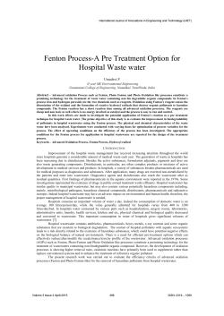 Fenton Process-A Pre Treatment Option for Hospital Waste