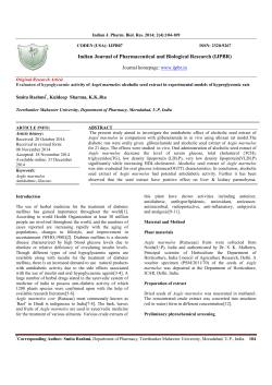 Evaluaton of hypoglycaemic activity of Aegel marmelos