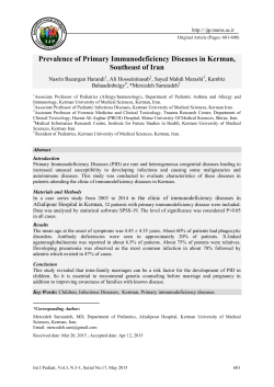 Prevalence of Primary Immunodeficiency Diseases in Kerman