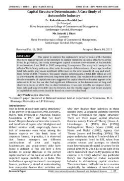 Capital Structure Determinants: A Case Study of Automobile