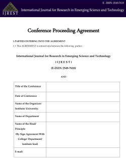 Conference Proceeding Agreement