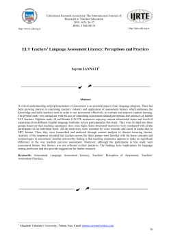 ELT Teachers` Language Assessment Literacy