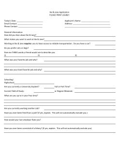 Ike & Jane Application PLEASE PRINT LEGIBLY Today`s Date