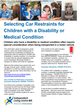 Guide to Selecting Child Car Restraints for Children with a Disability