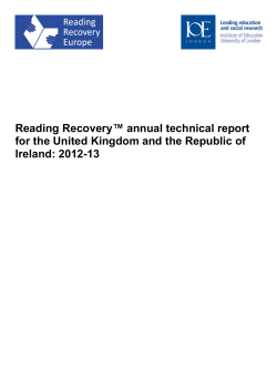 Reading Recoveryâ¢ annual technical report for the United Kingdom