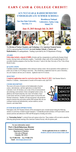 ACS Nuclear & Radiochemistry Undergraduate Summer Schools