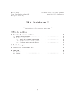 TP 4 : Simulation avec R Table des matiÃ¨res