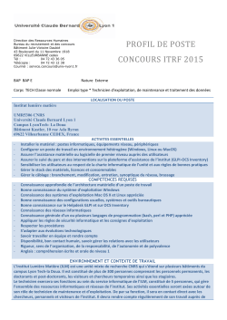 PROFIL DE POSTE CONCOURS ITRF 2015 - iLM