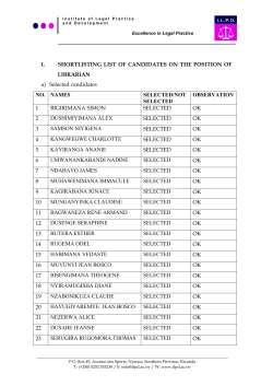 I. SHORTLISTING LIST OF CANDIDATES ON THE POSITION OF