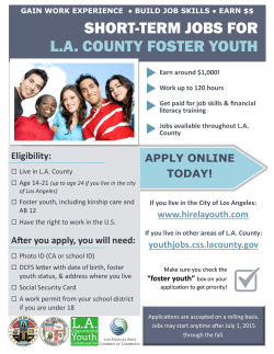 SHORT-TERM JOBS FOR L.A. COUNTY FOSTER YOUTH