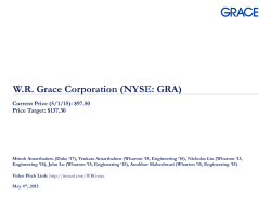 W.R. Grace Corporation (NYSE: GRA)
