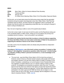MEMO FROM: Brian Fallon, Hillary for America National Press