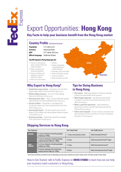 Export Opportunities: Hong Kong