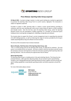 Press Release: Sporting Index Group acquired