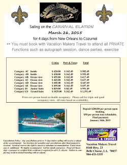 Sailing on the CARNIVAL ELATION March 26, 2015 for 4 days from